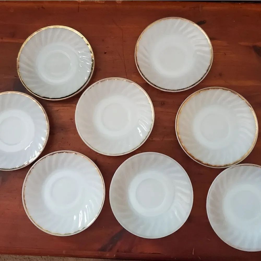 Fire King Vintage Milk White Saucer Set of 8